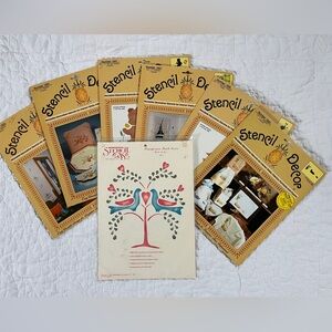 x7 Vintage 80’s Stencil Decor Ease Wall Heart Strawberry Duck Angel Love Birds